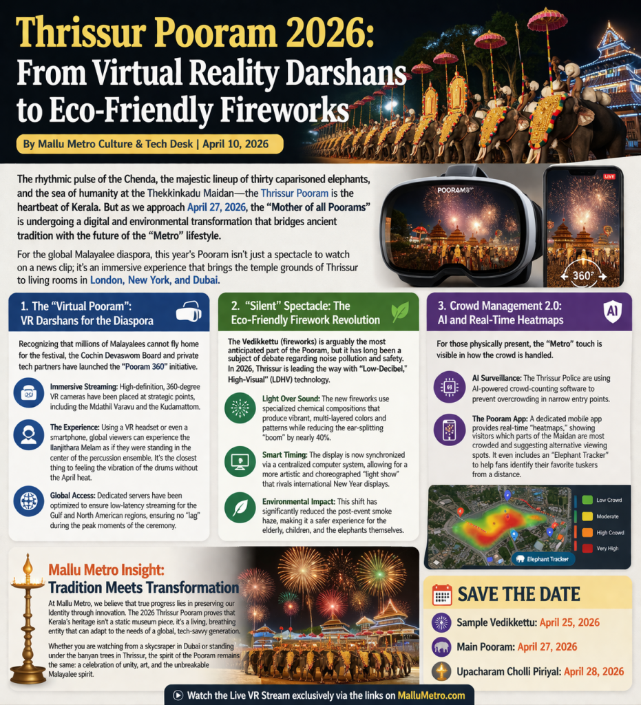Thrissur Pooram 2026: From Virtual Reality Darshans to Eco-Friendly Fireworks