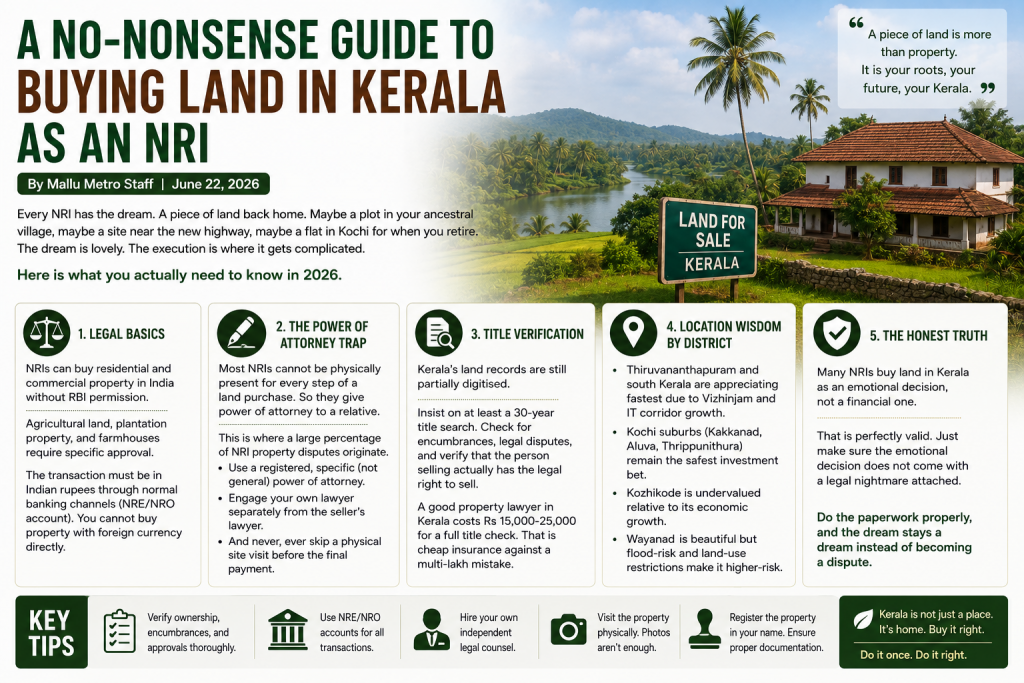 A No-Nonsense Guide to Buying Land in Kerala as an NRI